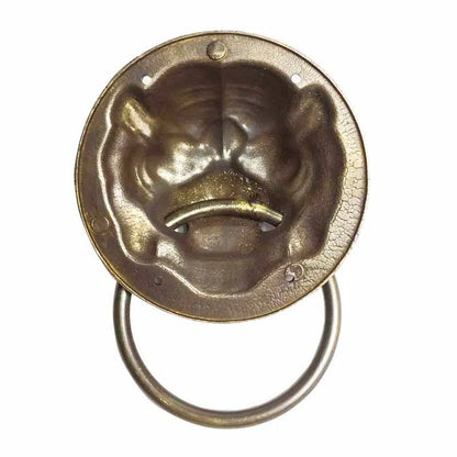 1pcs Old-Style Solid Wood Door Knocker Tiger head Front Door Knock Lion Head Copper Handle Ancient Villa Outdoor Ring Knob