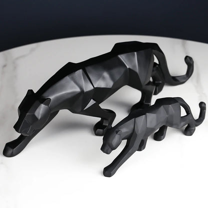 Black panther animal statue Resin abstract Geometric Style Decor Crafts Modern home livingroom office desktop Sculpture Ornament