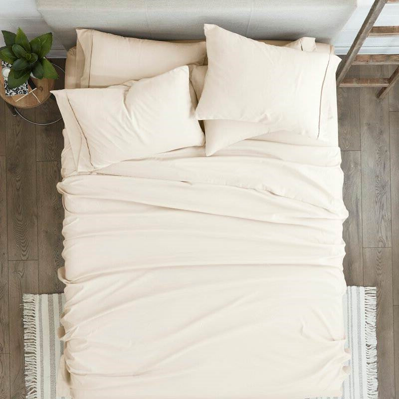 Full size Ivory Beige 6-Piece Wrinkle Resistant Microfiber/Polyester Sheet Set