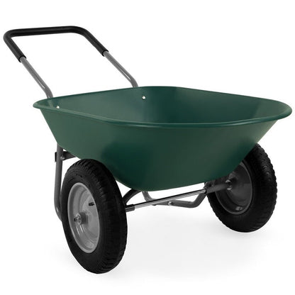 Heavy Duty 2-Wheel Multipurpose Rust Proof Wheelbarrow - Green