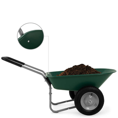 Heavy Duty 2-Wheel Multipurpose Rust Proof Wheelbarrow - Green