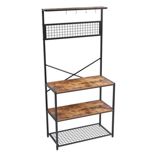 Modern Metal Wood 4-Shelf Kitchen Baker's Rack Microwave Stand