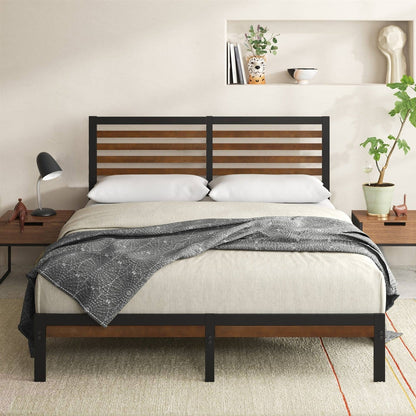 King Size Eco Friendly Bamboo Metal Platform Bed Frame