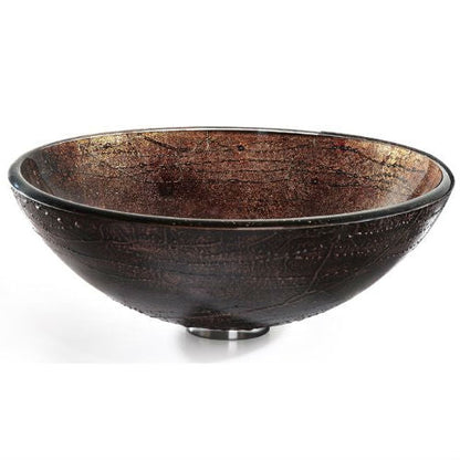 Modern 16.5 inch Round Copper Color Glass Vessel Sink