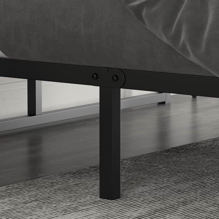 King Size Black Metal Platform Bed Frame with Under-Bed Storage Space