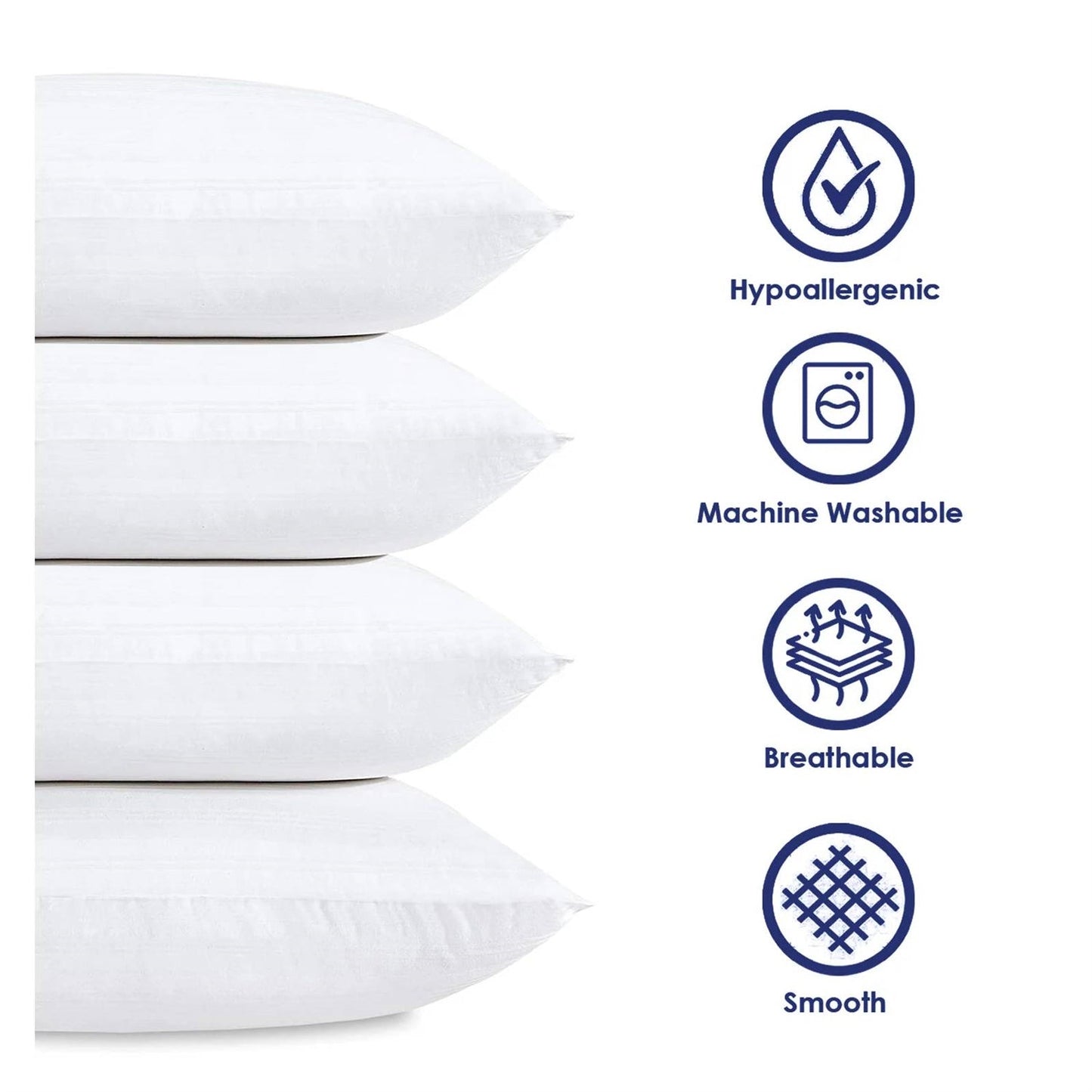Set of 4 - King size Down Alternative Pillows - Machine Washable