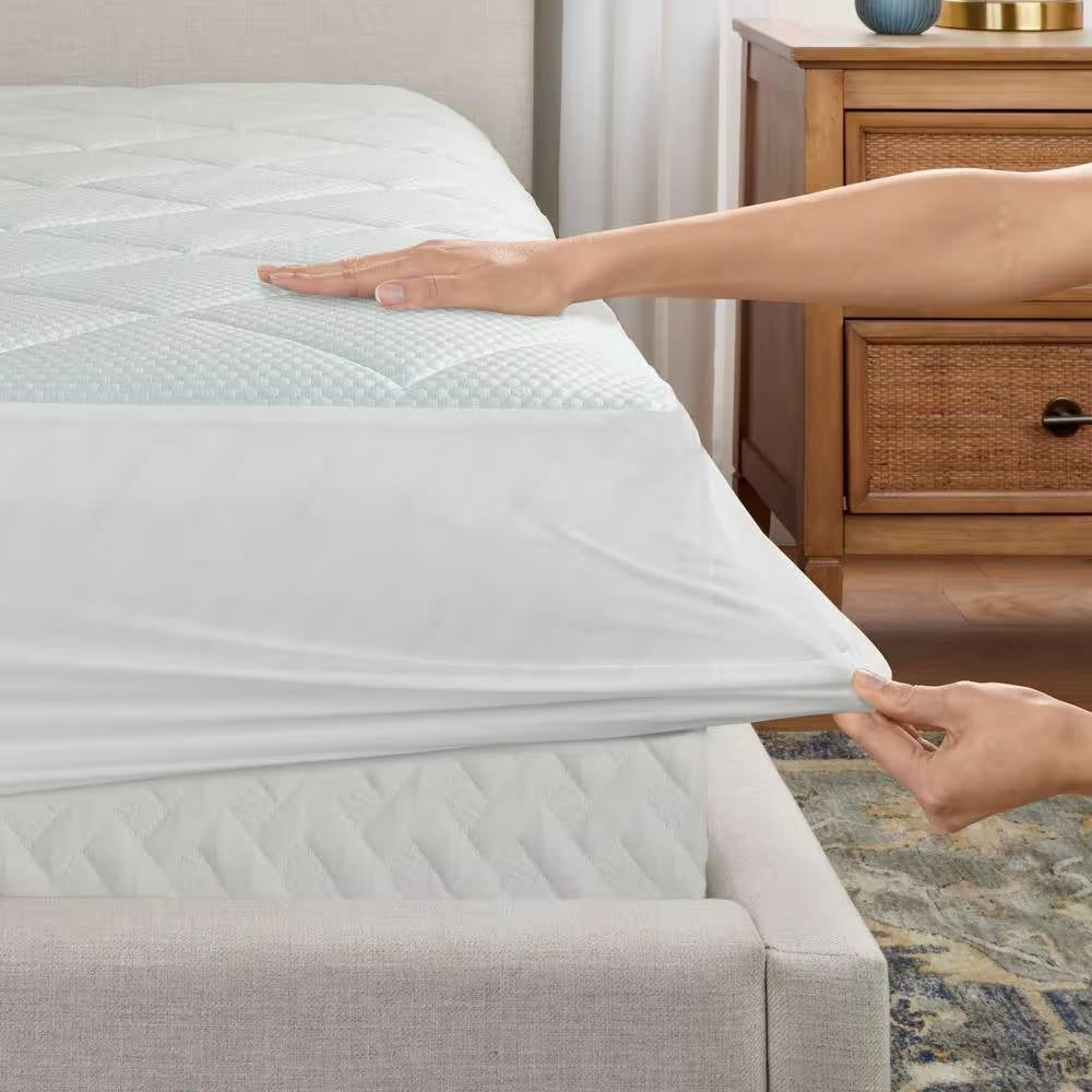 King size Washable Quilted Mattress Pad with Elastic Fitted Skirt
