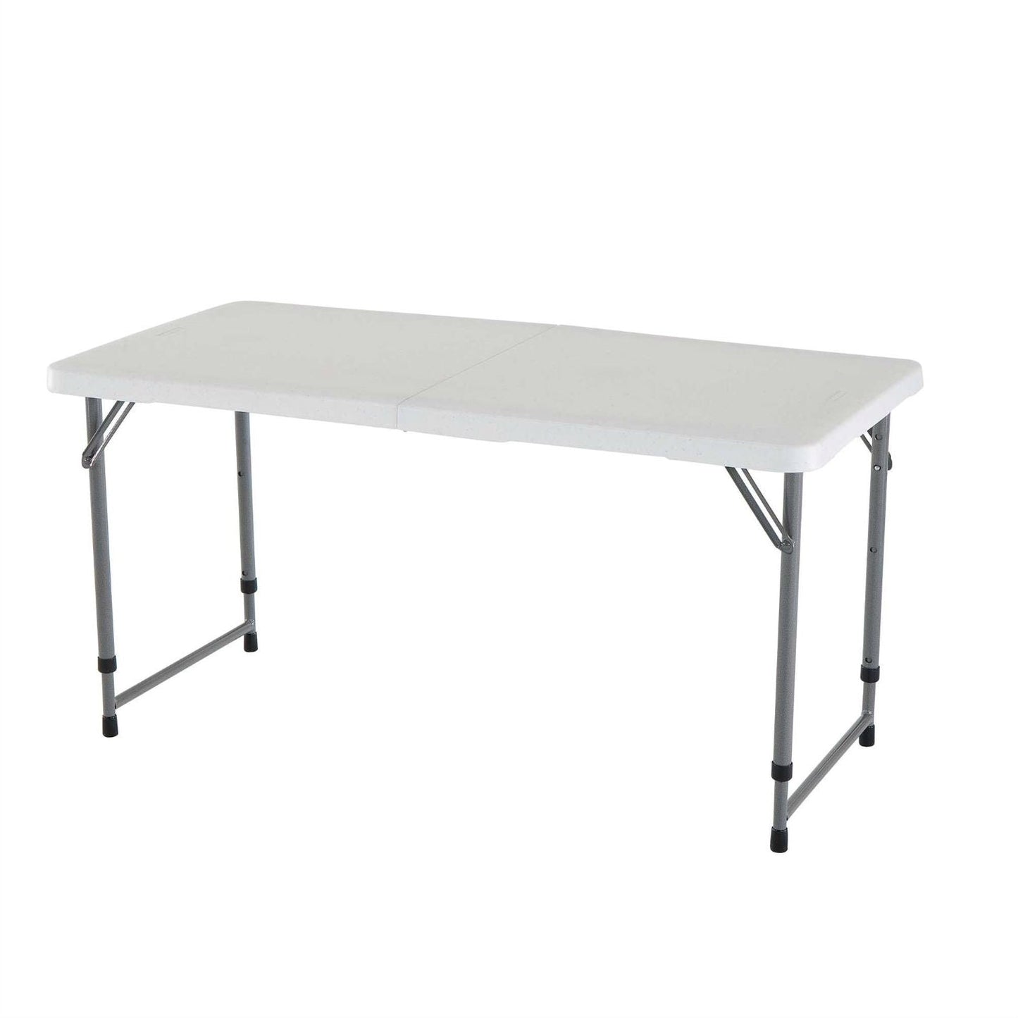 Adjustable Height White HDPE Folding Table with Powder Coated Steel Frame