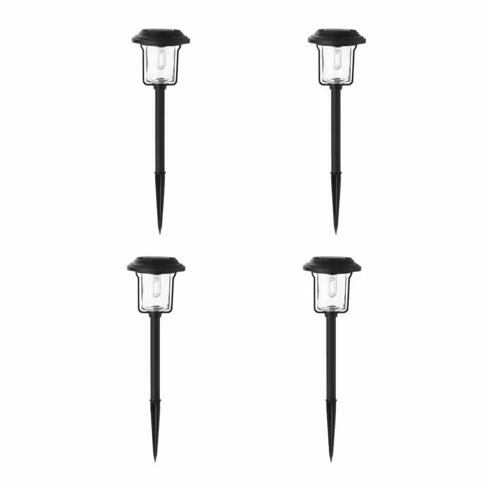 4 Pack - Solar LED Light Set - Outdoor Path Lighting in Black