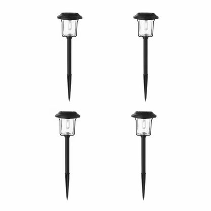 4 Pack - Solar LED Light Set - Outdoor Path Lighting in Black