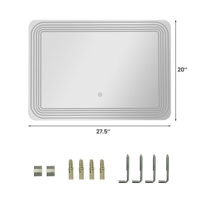 3 Tone LED Touch Sensor Wall Mounted Bathroom Mirror