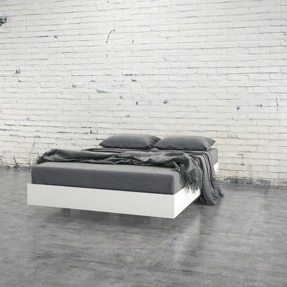 Modern Floating Style White Platform Bed Frame in Full Size