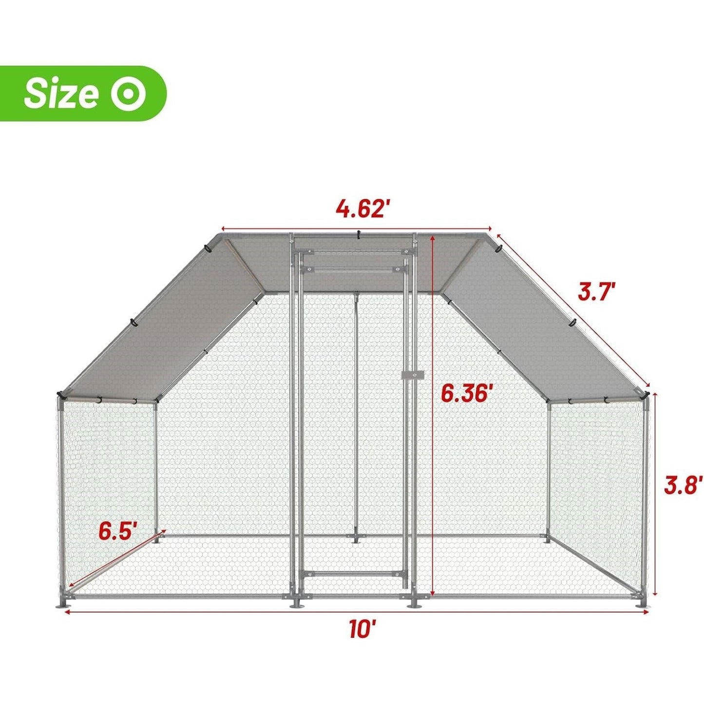 10-Ft x 6.5-Ft Outdoor Walk-in Metal Chicken Coop with Water-Resistant Cover