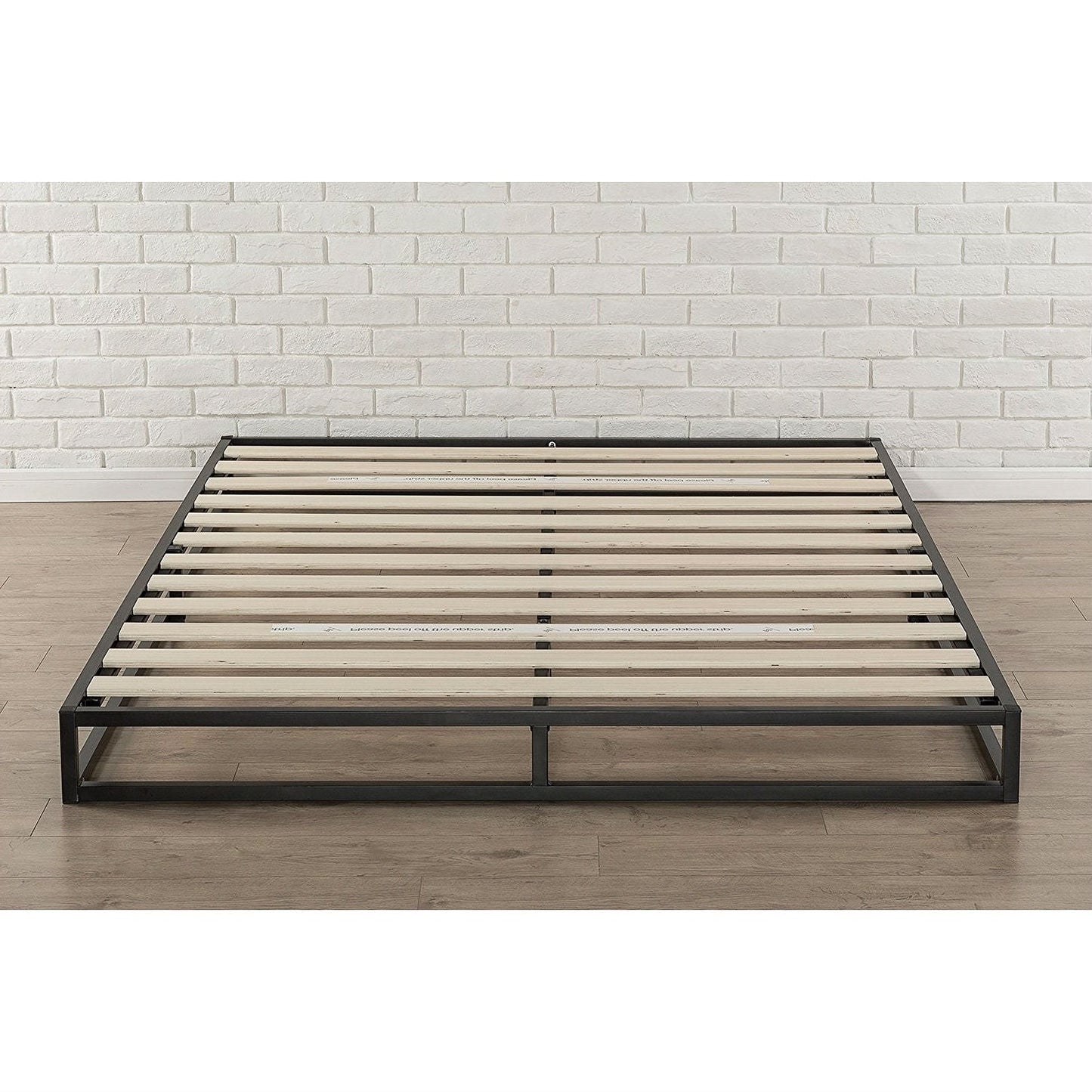 King 6-inch Low Profile Metal Platform Bed Frame with Wooden Support Slats