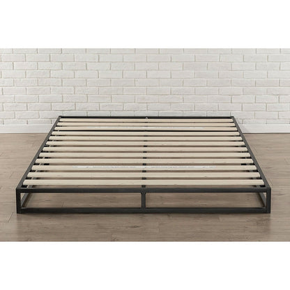 King 6-inch Low Profile Metal Platform Bed Frame with Wooden Support Slats