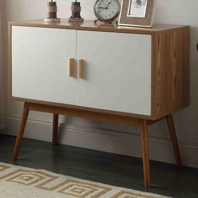 Mid-Century Modern Console Table Storage Cabinet with Solid Wood Legs