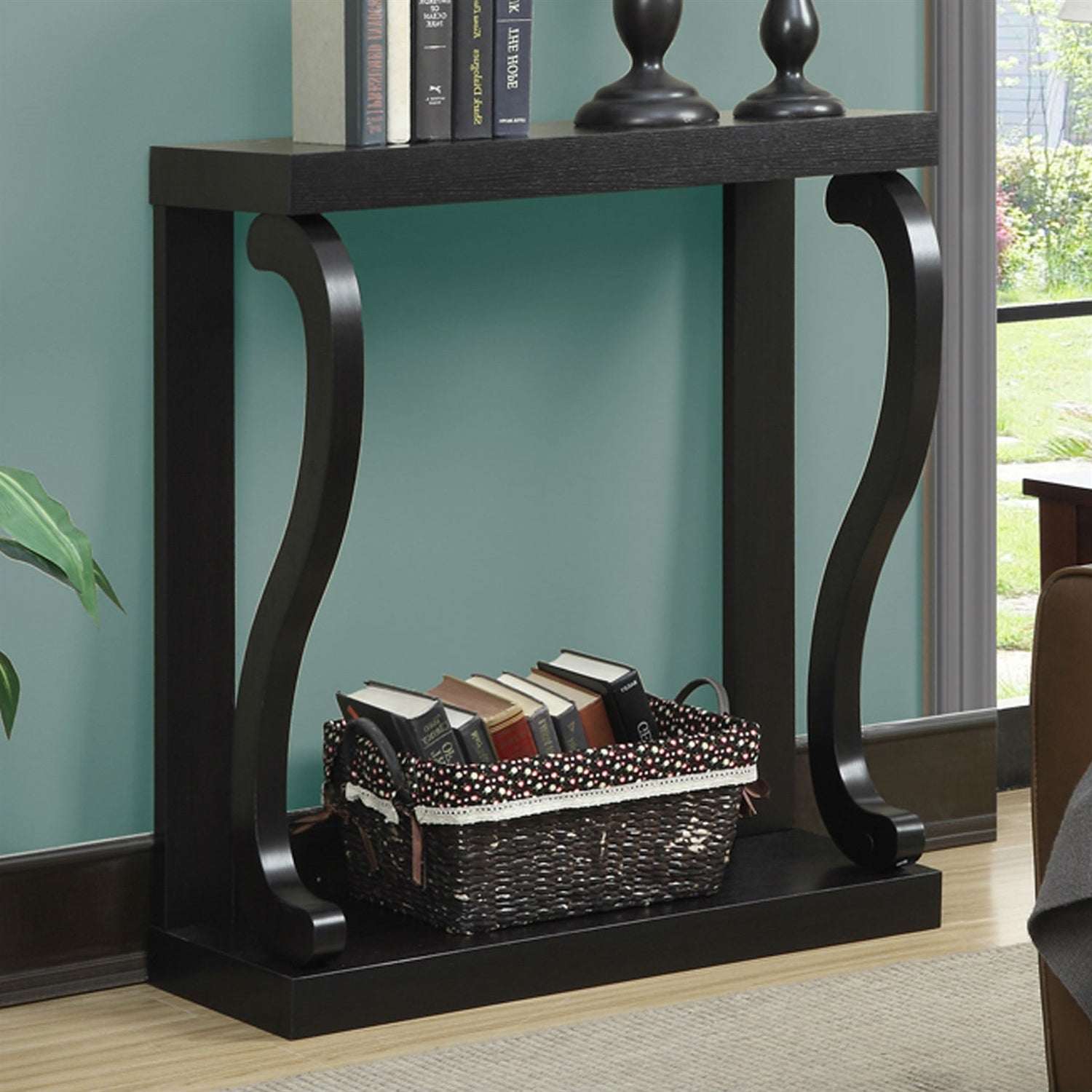 Modern Curved Legs Rich Espresso Console Table