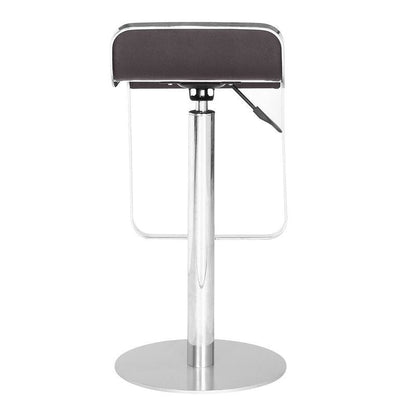 Modern Bar Stool with Espresso Brown Faux Leather Swivel Seat