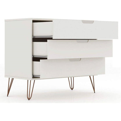 Modern Scandinavian Style Bedroom 3-Drawer Dresser in Off-White Finish