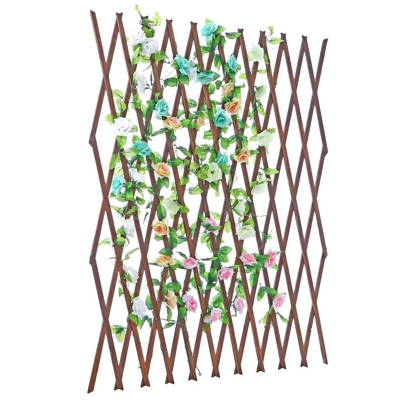Outdoor 59-inch Tall Extendable Wood Lattice Garden Trellis
