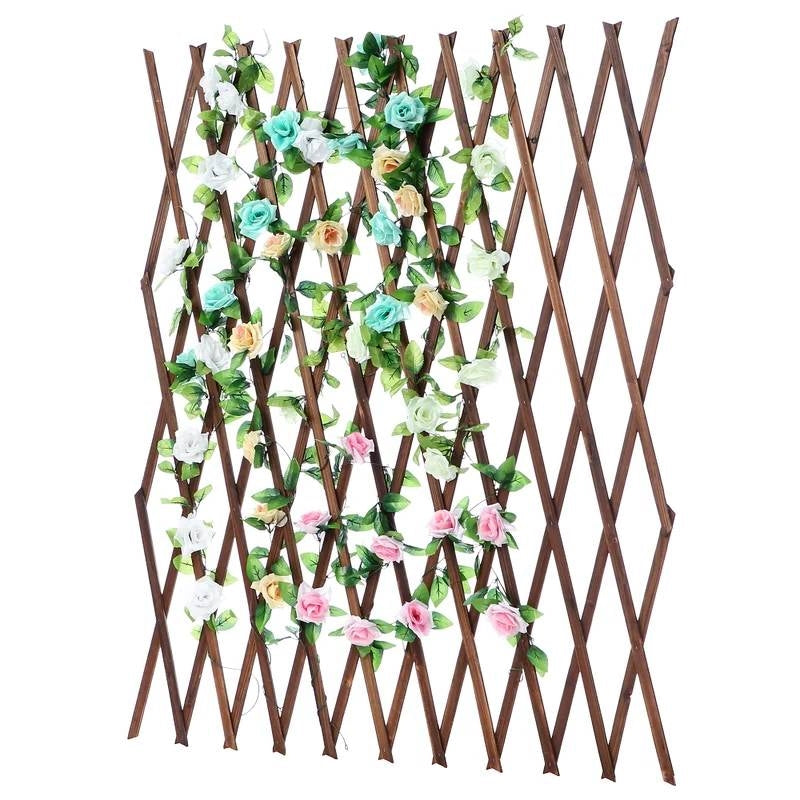 Outdoor 59-inch Tall Extendable Wood Lattice Garden Trellis