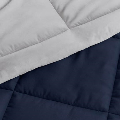 Twin/Twin XL 2-Piece Microfiber Reversible Comforter Set in Navy Blue/Grey