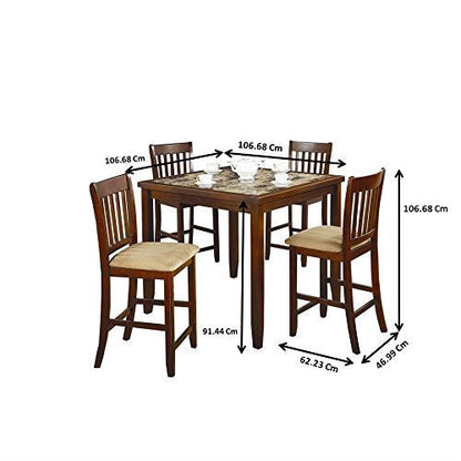 Casual 5-Piece Dining Set with Microfiber Padded Counter Height Stools
