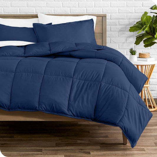 Twin/Twin XL size Super Soft Down Alternative Comforter Set in Navy Blue