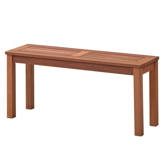 Solid Wood Outdoor 2-Seat Backless Garden Bench in Natural Finish