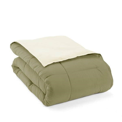 Twin/Twin XL 2-Piece Microfiber Reversible Comforter Set in Sage Green/Cream