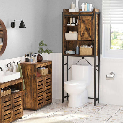 FarmHouse Over The Toilet Sliding Barn Door Storage Cabinet Cupboard