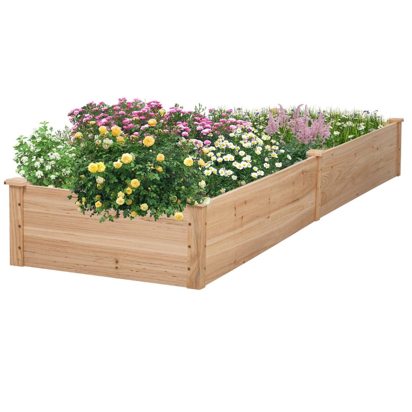 Outdoor Solid Wood Raised Garden Bed Planter 92 x 22 x 9 inches High