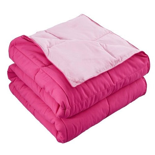 Full/Queen Traditional Microfiber Reversible 3 Piece Comforter Set in Pink