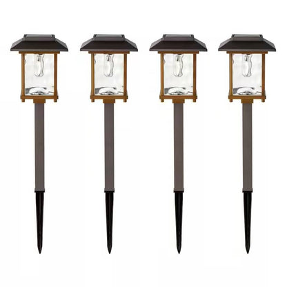 4 Pack - Bronze Gold Solar LED Light Set - Outdoor Path Yard Lighting