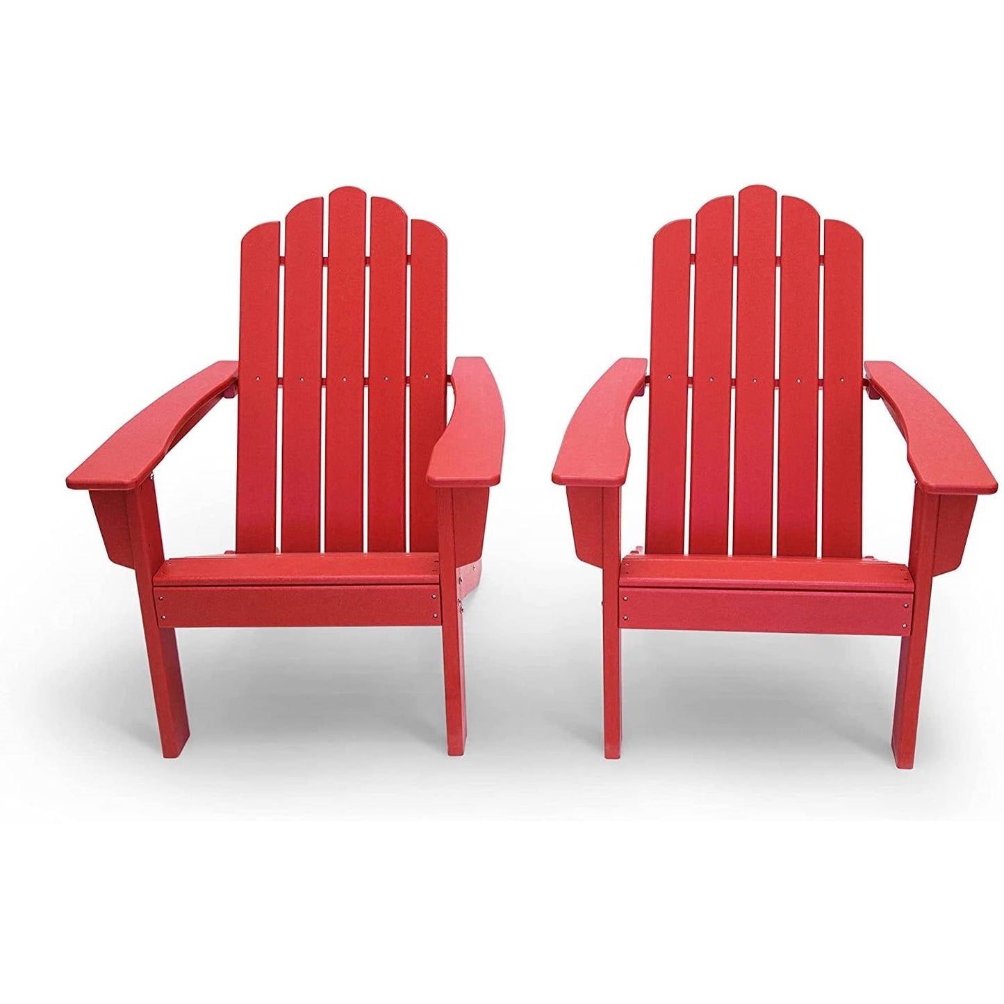 All Weather Recycled Red Poly Plastic Outdoor Patio Adirondack Chairs - Set of 2