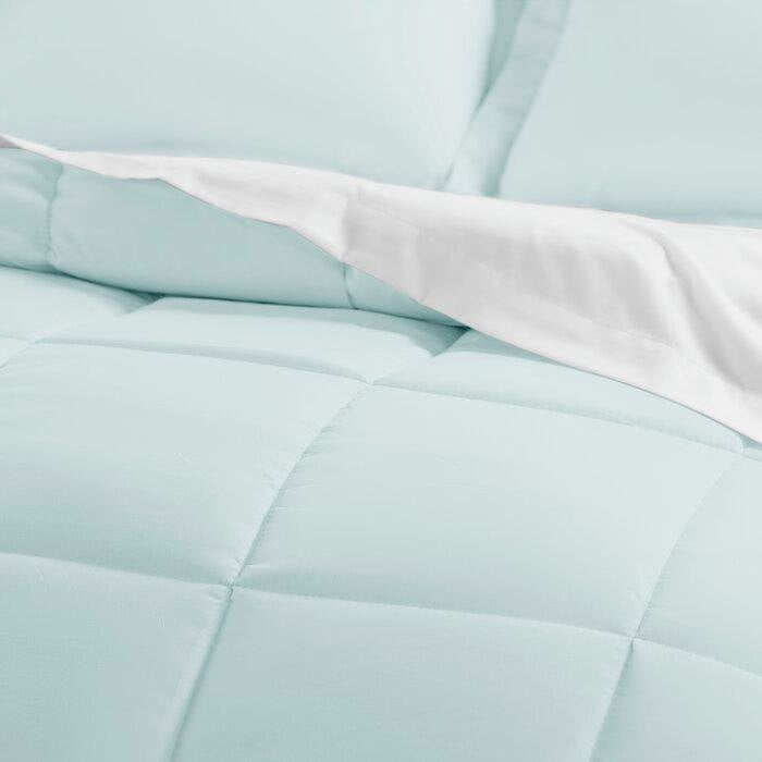 Queen Microfiber 6-Piece Reversible Bed-in-a-Bag Comforter Set in Aqua Blue