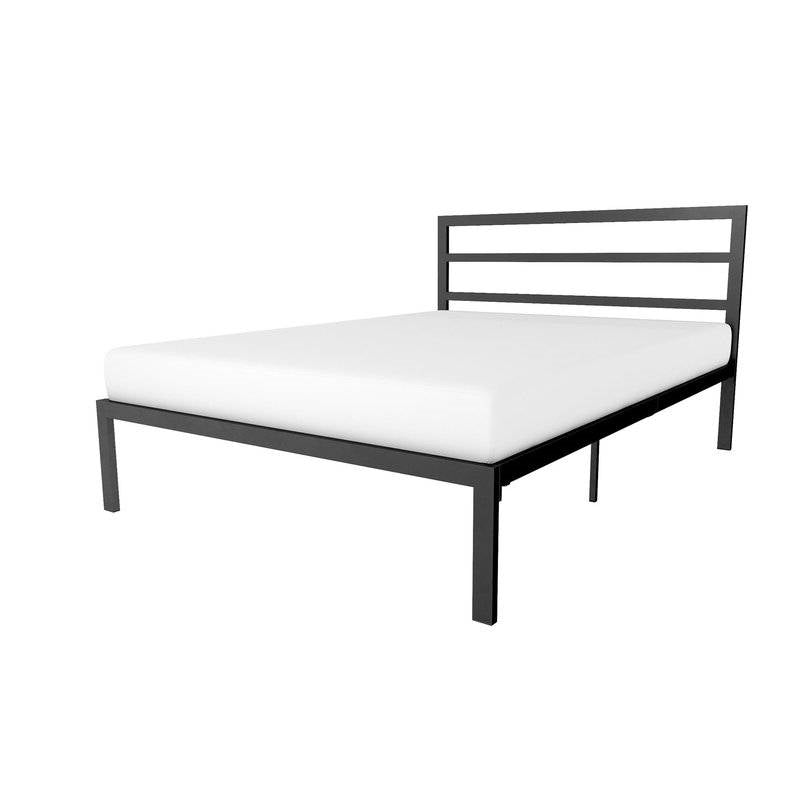 Queen Black Metal Platform Bed Frame with Headboard Included