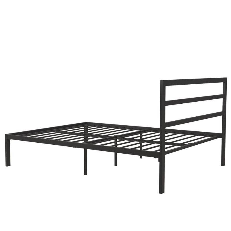 Queen Black Metal Platform Bed Frame with Headboard Included