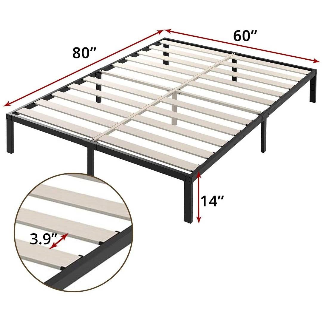 Queen Heavy Duty Metal Platform Bed Frame with Wood Slats 3,500 lbs Weight Limit