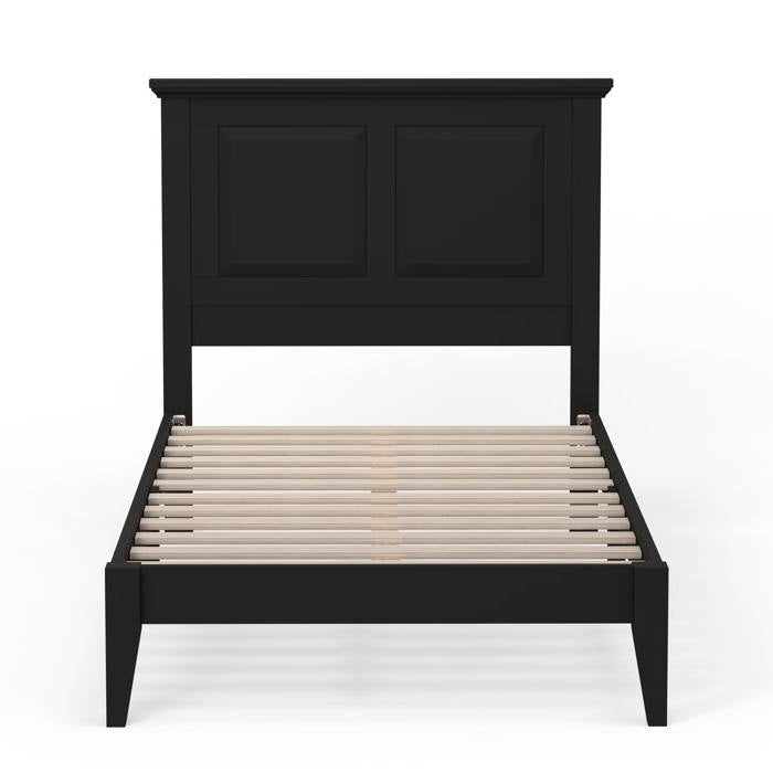 Twin Traditional Solid Oak Wooden Platform Bed Frame with Headboard in Black