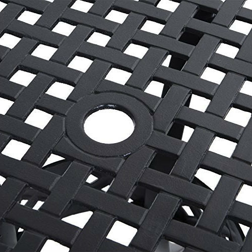 Round Metal 36-inch Outdoor Patio Table in Black Cast Aluminum