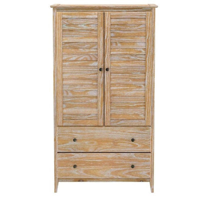 FarmHome Louvered Distressed Driftwood Solid Pine Armoire