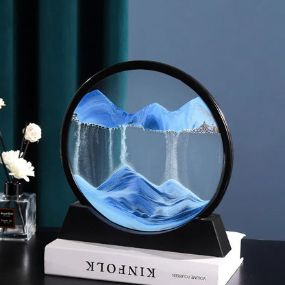 7 Inch 3D Flowing Sand Painting Art Hourglass Mountain View Sports Display Mobile Sand Table Office Living Room Home Decorations