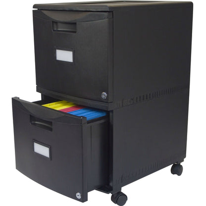 Black 2-Drawer Locking Letter/Legal size File Cabinet with Casters/Wheels