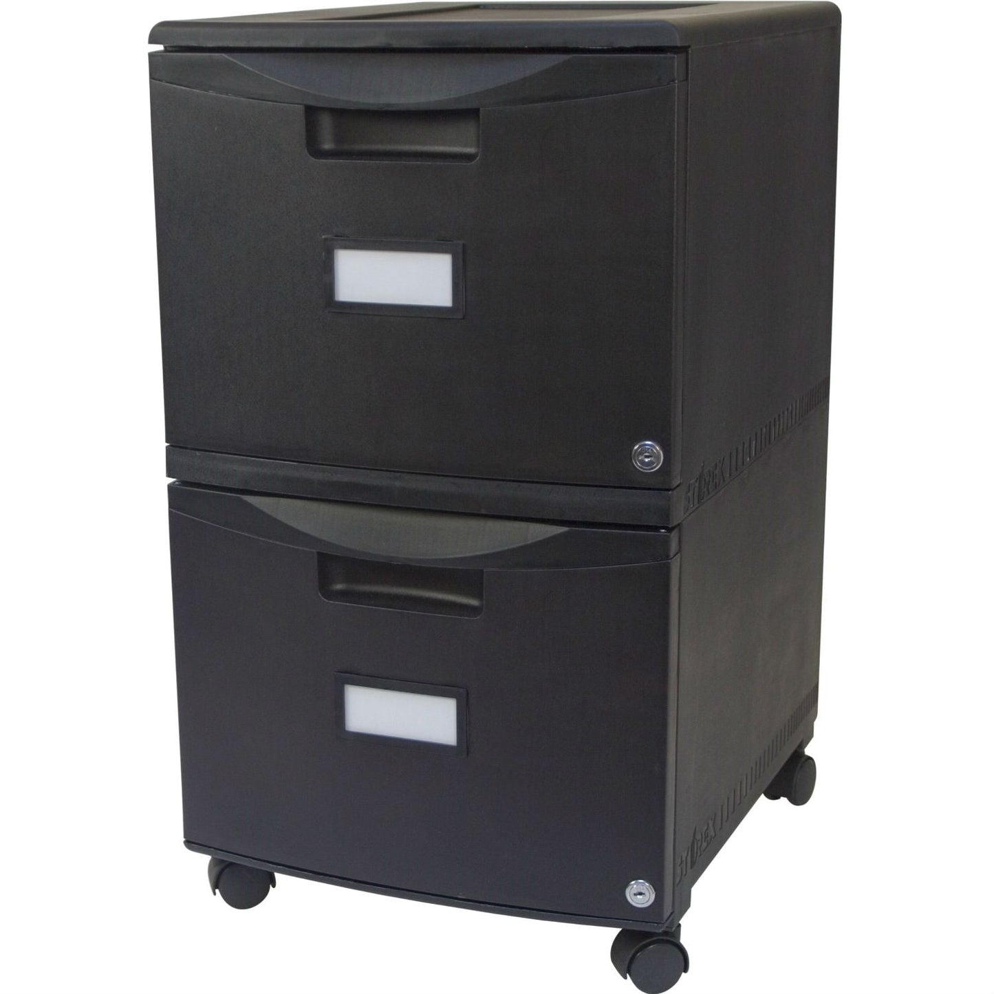 Black 2-Drawer Locking Letter/Legal size File Cabinet with Casters/Wheels