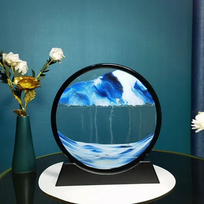 7-inch Quicksand Sand View Deep Sea Art Picture Hourglass 3D Dynamic Display Motion Sand Painting Home Office Decoration Gifts