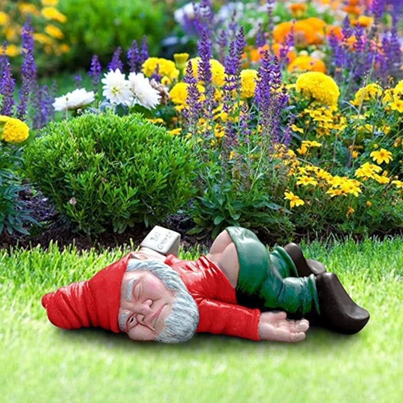 Drunken Dwarf Resin Sculpture Garden Home Decoration Accessorie Garden Statue Ornament Micro Landscape Outdoor Figurine Ornament