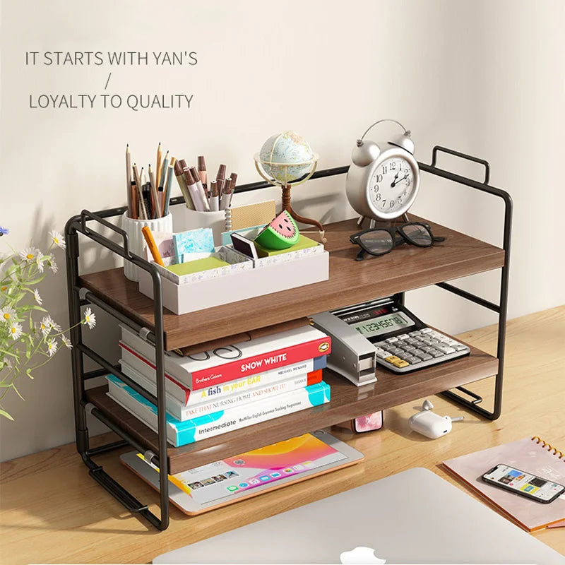 Adjustable Cosmetic Storage Shelf Desktop Organizer Kitchen Storage Rack Office Multi-Layer Dormitory Table Shelf Small Bookshel