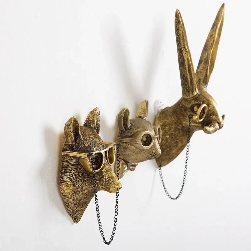 Antique Bronze Colour Animal Head Resin Pendant Office Background Wall Deer Head Wall Hanging Decor Crafts Home Indoor Ornaments