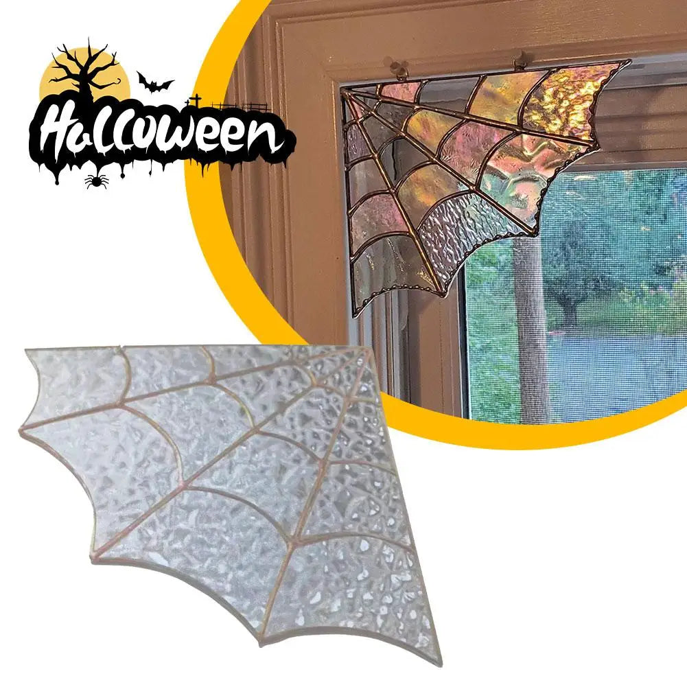 Spider Web Window Corner Decor Door Top Wall Decor Home Office Living Room Interior Stained Glass Acrylic Halloween Signs